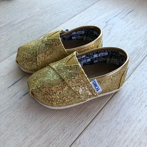 Gold Glitter Toms Shoes